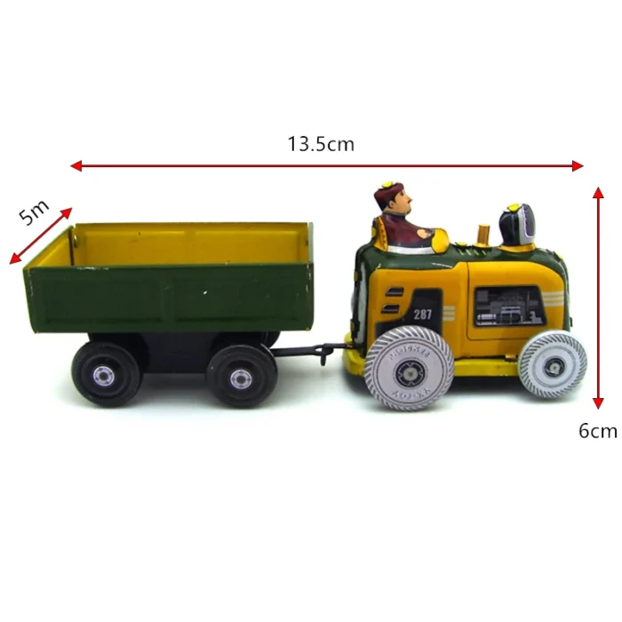 Wind Up Tin Toy Tractor & Trailor - Image 2